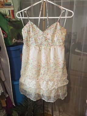 Element White Floral Sundress with Multicolor Confetti Print